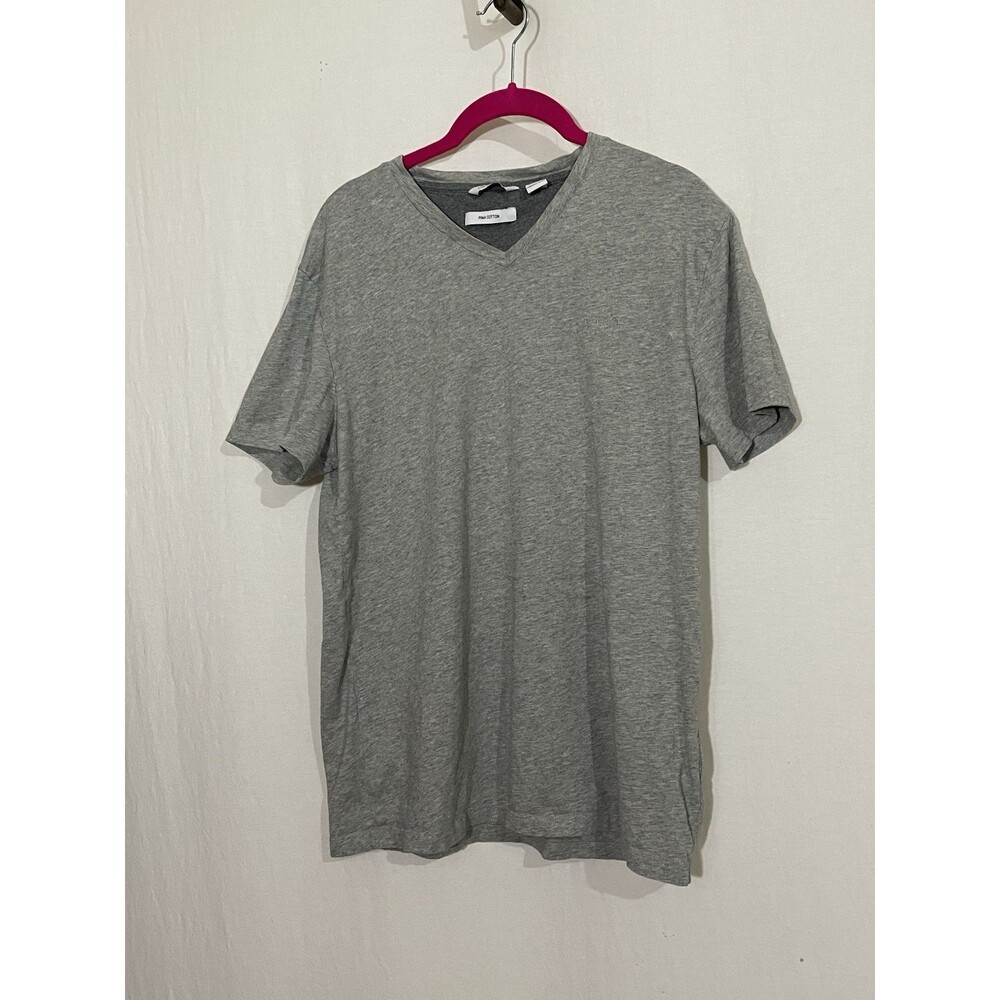Calvin Klein Womens Pima Cotton V Neck Grey T Shirt Size M
